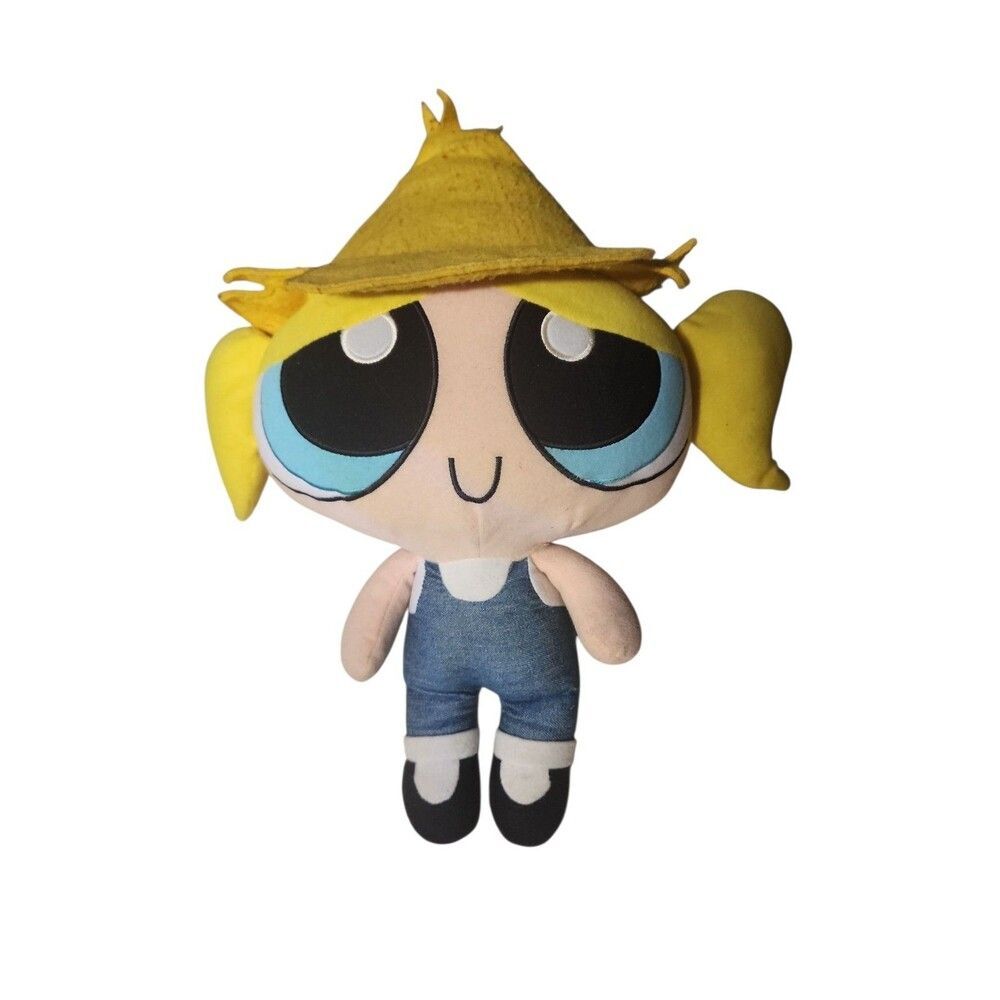 VTG 2000 Powerpuff Girls Farmer Bubbles Plush 16" Trendmasters Cartoon Network